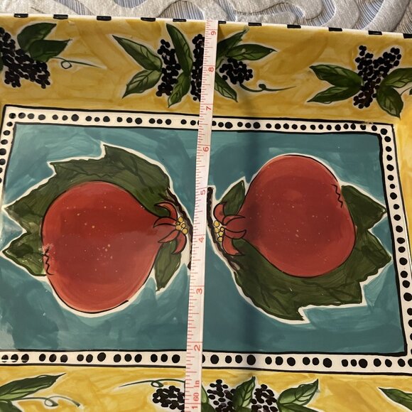 CBK Ltd. Hand painted Ceramic Dish/Tray Pomegranate Grapes Berries Never Used - Picture 6 of 6